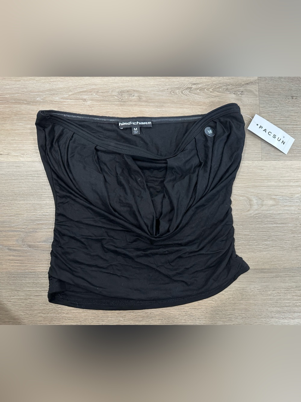 Third Charm PACSUN Black Draped Stretch Tube Top with Keyhole M Whimsigoth
